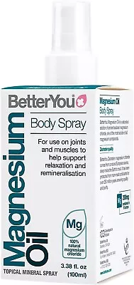 BetterYou Magnesium Oil Body Spray Pure Clean And Natural 100ML Magnesium Spray • £9.25