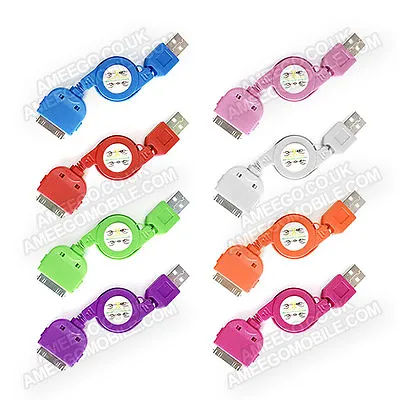 Retractable Usb Data Sync Transfer Charger Charging Cable For 30 Pin Iphone • £2.95