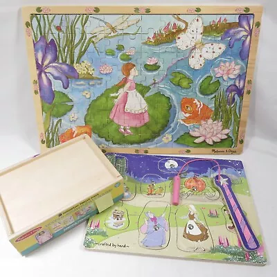 Melissa & Doug Lot Wooden Jigsaw Puzzles + Cinderella Game • $15