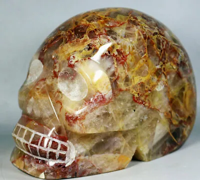 7.91lb NATURAL Red / Yellow PHANTOM MULTI-INCLUSIONS Rainbow CRYSTAL Skull Reiki • $295.99