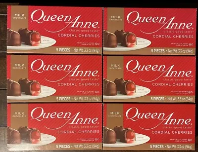 6 Boxes!!! Queen Anne CORDIAL CHERRIES 3.3oz Milk Chocolate • $25.95