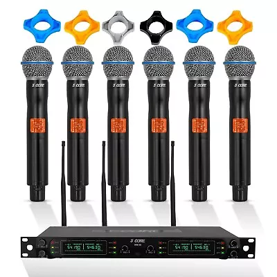 5Core Wireless Microphone System 6 Channel UHF 6 Handheld Dynamic Metal Mic • $199.99