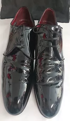 Dolce & Gabbana Derby Shoes Patent Black Leather Size 9 Uk • £19.95