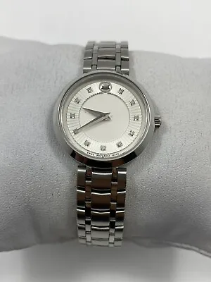 Movado 1881 Quartz Silver Diamond Dial Stainless Steel Ladies Watch 0607097 • $344.95