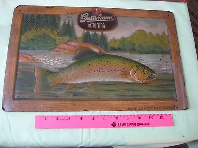 3D Vintage Gettelman Beer Composite Sign TROUT Milwaukee Wis. • $65