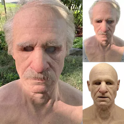 Realistic Latex Old Man Face Mask Disguise Fancy Dress Cosplay Party Halloween ~ • $25.99