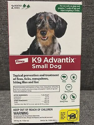 🔥K9 Advantix Flea & Tick Small Dog 4-10 Lbs  2 Monthly Doses 🆕 • $18