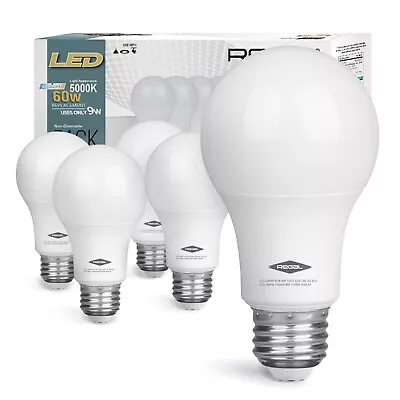 5 Pack Regal LED A19 E26 Light Bulbs Daylight 9W (60W Equivalent) 800 Lumens • $10.99