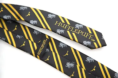 Harry Potter Hufflepuff Striped Skinny Neck Tie Cosplay Costume Yellow Universal • $18.75