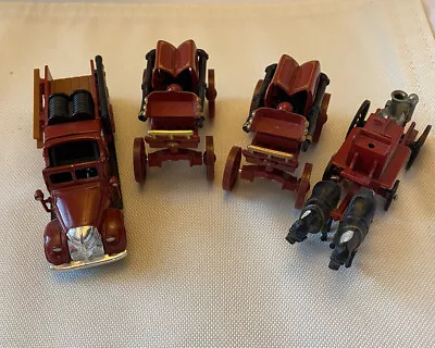 Vintage Fire Trucks Metal & Plastic Toy Vehicles Lot Of 4 Pcs • $6.98