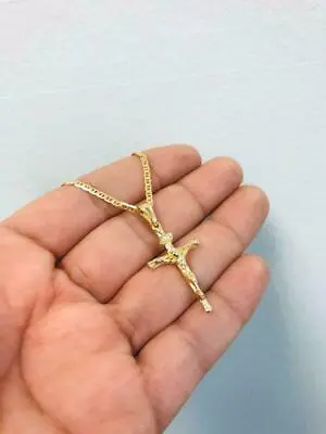 Rustic Cross Necklace For Men´s Gold Filled Mariner Link Chain 20  Dije De Cruz • $26.99
