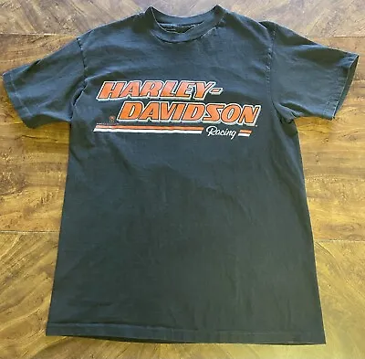 Vintage Single Stitch 1990 Harley Davidson Racing Stockton CA T-Shirt Size L • $75