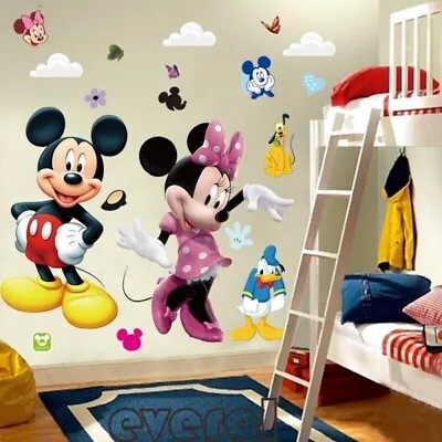 Disney Mickey Minnie Mouse Stickers Kids Boy Girl Nursery Room Decor Wall Decals • £6.99