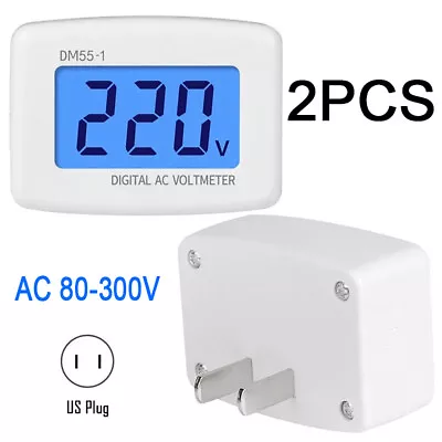 2PCS AC 80-300V 110V Digital Voltmeter US Plug DM55-1 Socket Voltage Tester LCD • $13.69