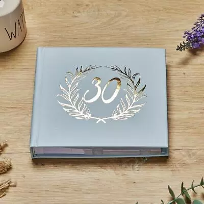 30th Birthday Blue Photo Album Gold Laurel Wreath • £15.99