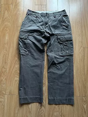 Wrangler Chinos Cargo Pants MENS 34x30 Brown Multi Pockets Workwear Straight Y2K • $23.63