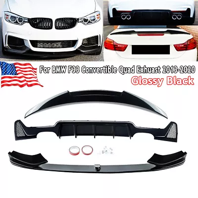 Shiny Black M Tech Front & Rear Bumper For BMW F33 Convertible Body Kits 2013-22 • $269.99