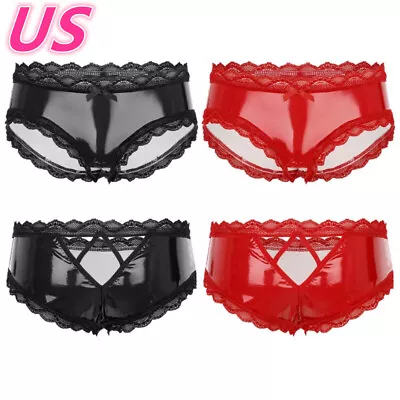 US Men's Lingerie Panties Latex Wetlook Crotchless Nightwear Knickers Underwear • $7.44