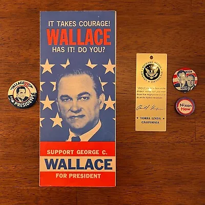 Wallace Nixon Agnew For President Campaign Flyer Pin Button Presidential Library • $19.50