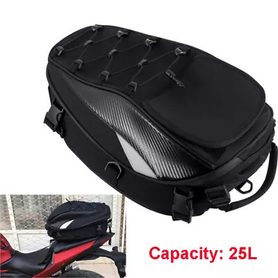 Motorcycle Rear Tail Bag Seat Back Saddle Helmet Luggage Carry Pack Waterproof • $33.53