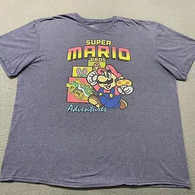 Super Mario Bros Shirt Mens 2XL Gray Logo Bowser Graphic Short Sleeve Nintendo • $18.99