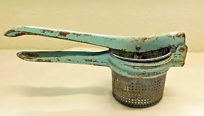 Kitchen Potato Ricer Press Strainer Handheld Soft Blue PRIMATIVE Utensil VINTAGE • $6.84