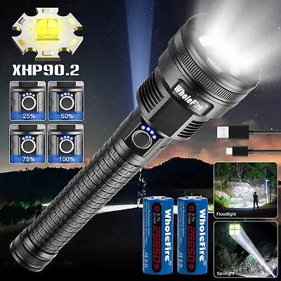 Powerful Super Bright XHP90.2 LED Flashlight Rechargeable Tactical Police Torch • $32.59