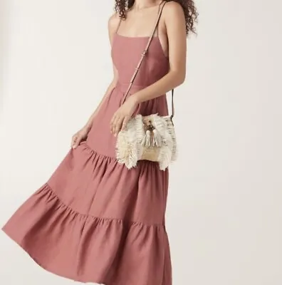 $45 • Buy TIGERLILY Blush Pink Tiered Midi Dress Size 8