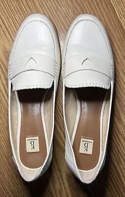 Ellen Degeneres ED Laddie White Leather Loafers Shoes Women's Size 10M Heart • $34.44