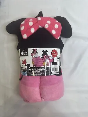 Disney Minnie Mouse Hooded Towel LG Plush Soft Beach Bath Pool Pink Bow SOLDOUT • $14