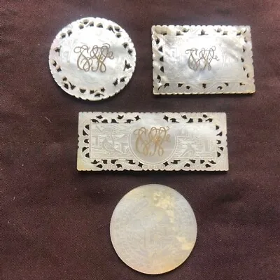 Antique Chinese Mother Of Pearl Counters X 4 C 1800 • $99.56