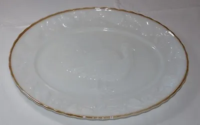 Vintage Anchor Hocking Turkey Platter 2390 Thanksgiving Serving Milk Glass ~ • $31.19