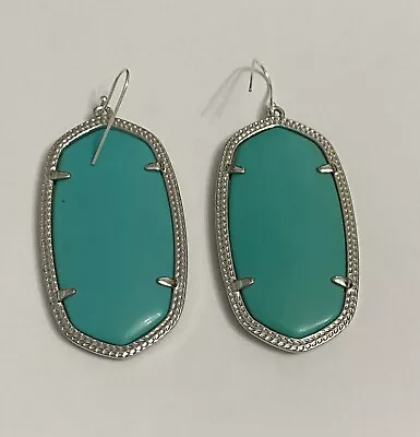 Kendra Scott Elle Drop Dangle Earrings Turquoise New Silver Wires  1 7/8  • £20.24