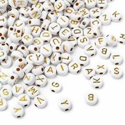 £2.49 • Buy Alphabet Letter Mixed Color Beads Assorted Acrylic Bead Flat Round For Jewellery