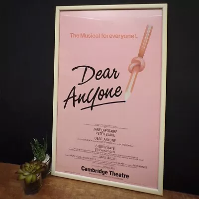 Musical Theatre Poster Pink Framed Wall Art Vintage 1980s Original Dear Anyone • £30