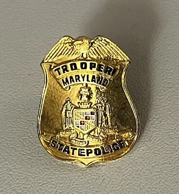 Maryland Trooper State Police Shield W/ Crest Gold Tone Tie Tack Lapel Pin • $16.53