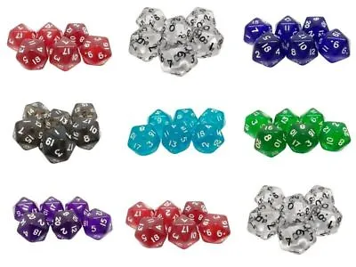 Poly GEM Dice D20's. Various Colours Packs Of 6. TWENTY Sided. • £3.69