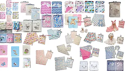 Newborn Baby Soft Fleece Blanket Pram Crib Moses Basket Boy Girl Unisex 0+ Month • £7.19