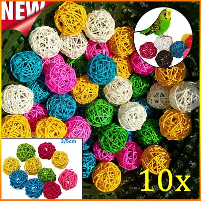 10x Bird Rattan Ball Kit Chewing Bite Toy For Parrot Budgie Parakeet Cockatiel • £2.63