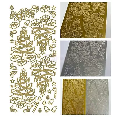 £1.79 • Buy Christmas Peel Off Sticker Sheet Traditional Christmas Trees Card Making Craft