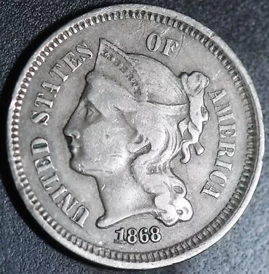 1868 Three 3 Cent Nickel • $19.50