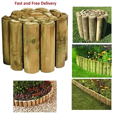 Wooden Border Roll Garden Landscaping  Patio Lawn And Paths H15 X 180cm(approx) • £9.99