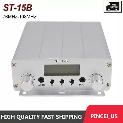 76MHz-108MHz 15W FM Broadcast Transmitter Stereo PLL FM Radio Broadcast Station • $69.37