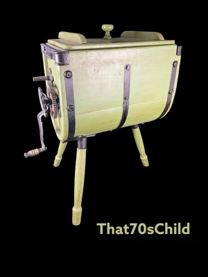 $145 • Buy Green Antique Standing Wooden Butter Churn - Primitive 5 Gallon Cylinder Churn