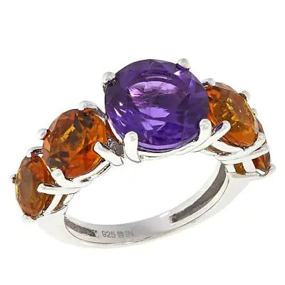 Colleen Lopez Sterling Silver African Amethyst & Madeira Citrine Ring Size 7 • £51.11