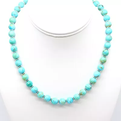 Baby Blue Kingman Turquoise Necklace 8mm All Natural Arizona Gemstone Choker • $329