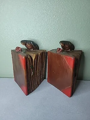 Vintage Pair Of Kronheim & Oldenbusch Bookends Parrot And Rose Bookmark 1920s • $64.99