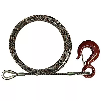 5/8 X 35' Steel Core Wire Rope Winch Line Tow Cable Extend Safety Hook Latch USA • $132.33