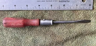 Vintage Screwdriver Flat Head Wooden Handle Red 7”  United Tempered USA 3/16 Tip • $12