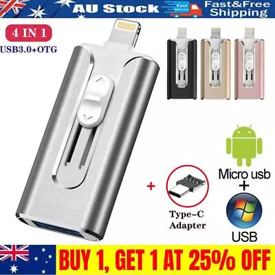 1TB USB Flash Drive U Disk 3 In1 Storage Memory Stick For IPhone IPadPC Android • $25.49